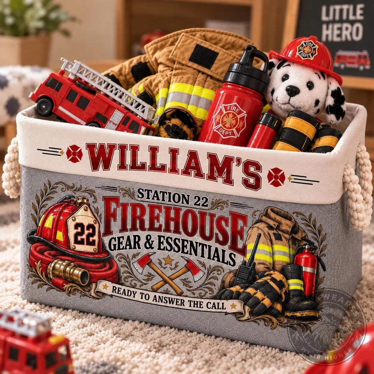 Personalized Firefighter Firehouse Gear and Essentials Storage Basket 9 Personalized Firefighter Firehouse Gear and Essentials Storage Basket