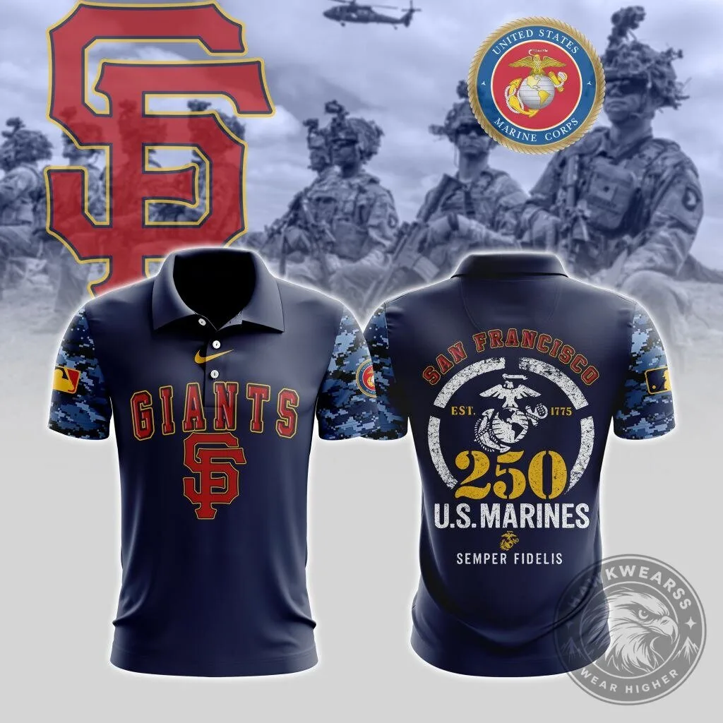 San Francisco Giants United States Marine Corps 250th Birthday Polo Shirt
