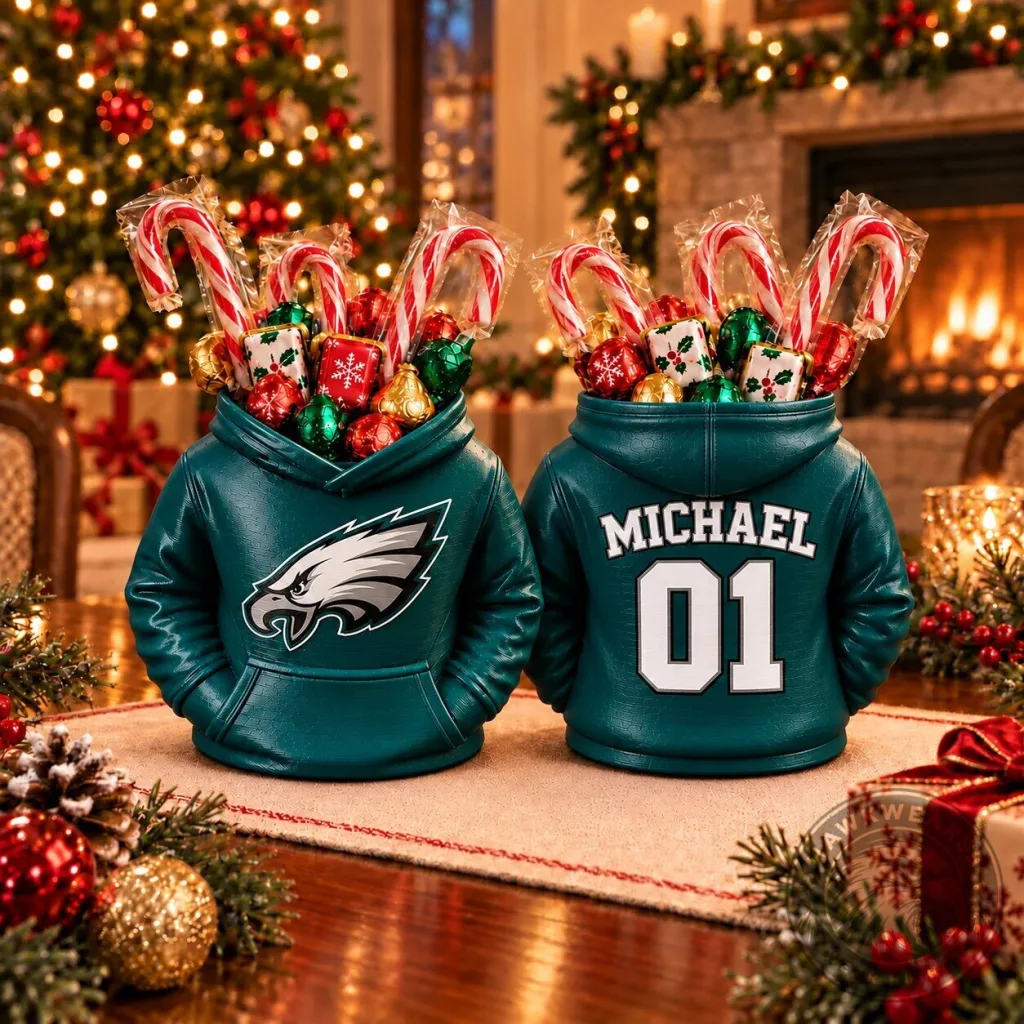Philadelphia Eagles Personalized Hoodie Candy Holder with Custom Name and Number Philadelphia Eagles Personalized Hoodie Candy Holder with Custom Name and Number