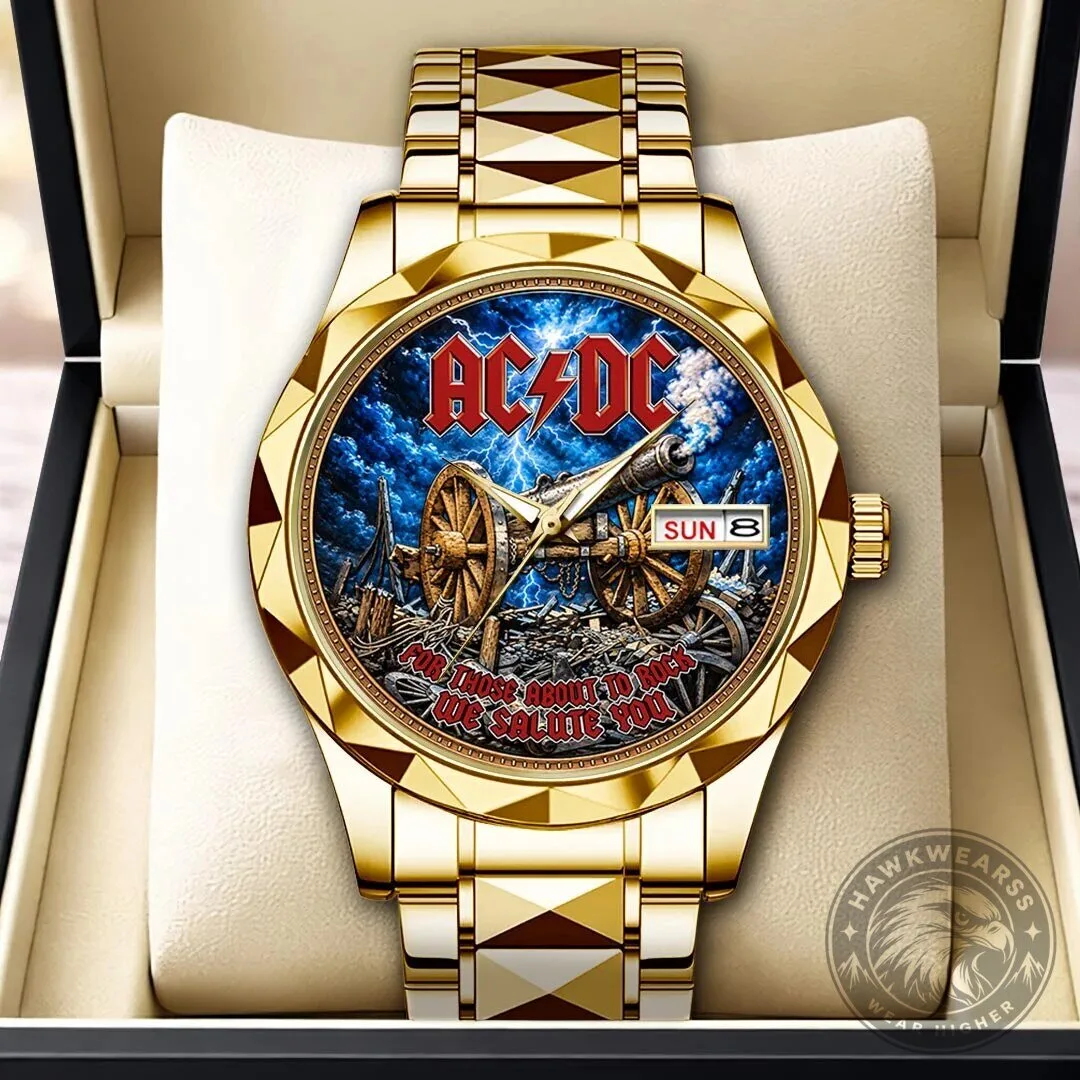 AC/DC For Those About To Rock We Salute You Gold Tone Watch