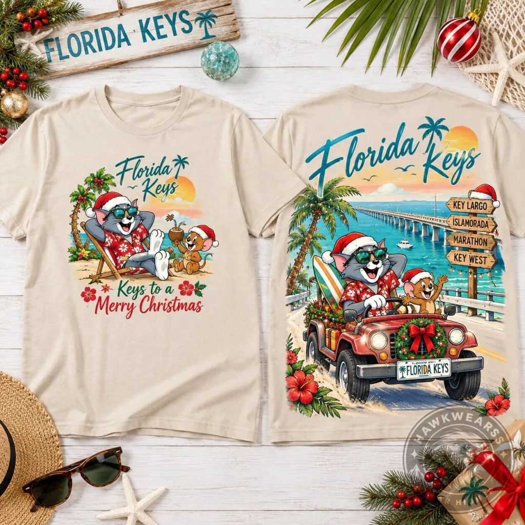 Florida Keys Tom and Jerry Tropical Merry Christmas Vacation T-Shirt 49 Florida Keys Tom and Jerry Tropical Merry Christmas Vacation T-Shirt