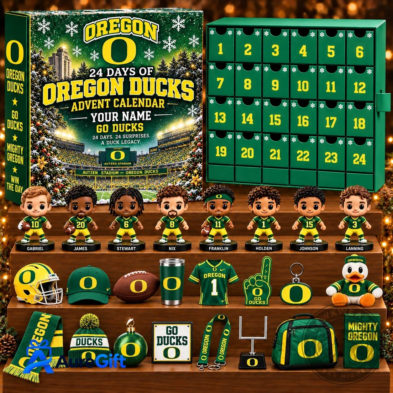 Oregon Ducks Football Team 24 Days of Advent Calendar Christmas Gift