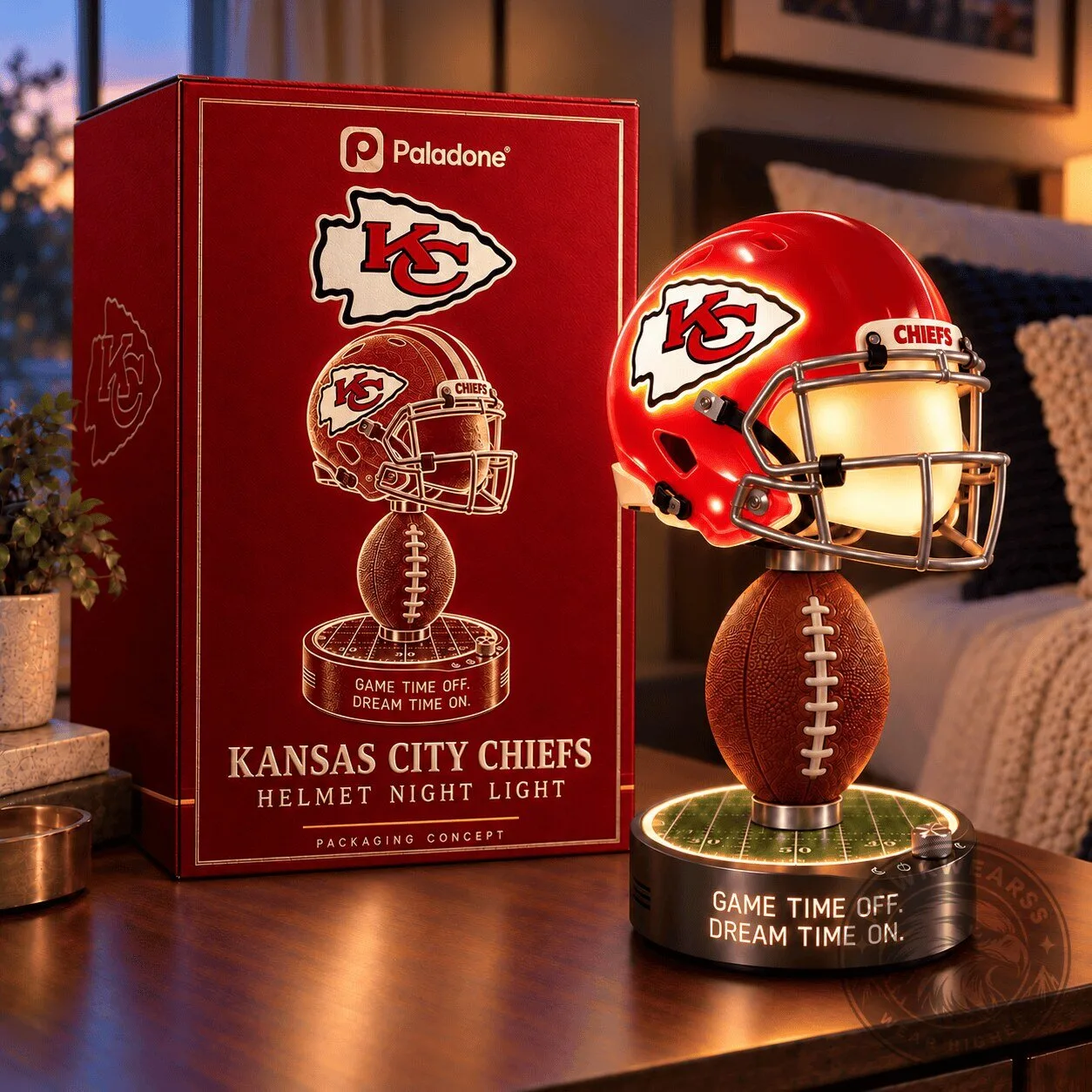 Kansas City Chiefs Football Helmet Night Light for Game Day Decor