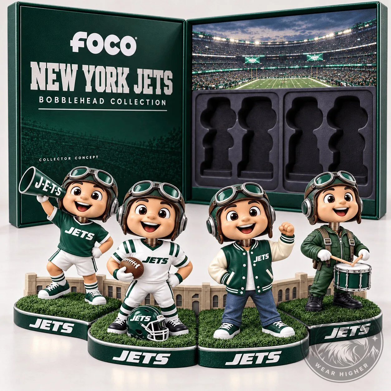 New York Jets Football Team Mascot Bobblehead Collection Figurine Set