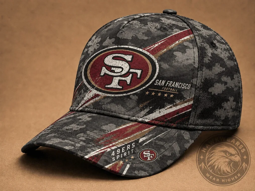 San Francisco 49ers Football Team Vintage Grunge Camouflage Cap Hat San Francisco 49ers Football Team Vintage Grunge Camouflage Cap Hat