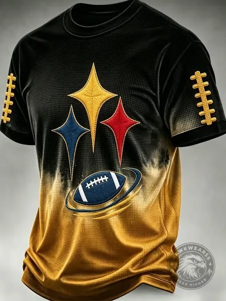 Pittsburgh Steelers Football Team Logo Black Gold Gradient T-Shirt 3 Pittsburgh Steelers Football Team Logo Black Gold Gradient T-Shirt