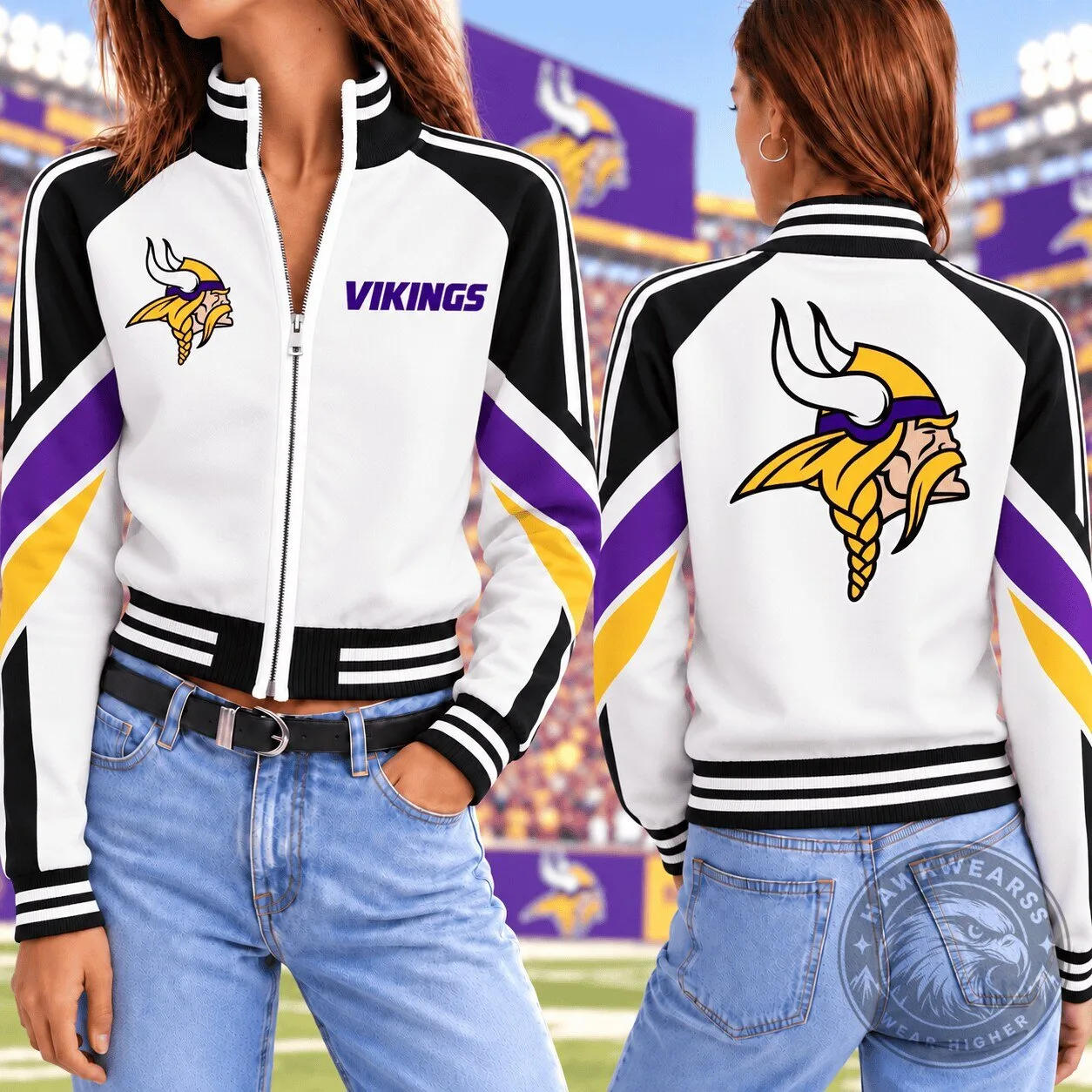 Minnesota Vikings National Football League Vintage Colorblock Mockneck Jacket