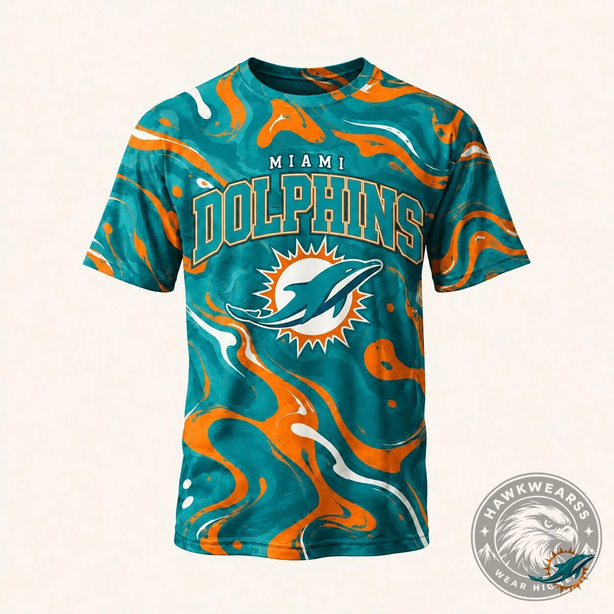 Miami Dolphins NFL Fan Shirt Premium Hydro Swirl Design T-Shirt