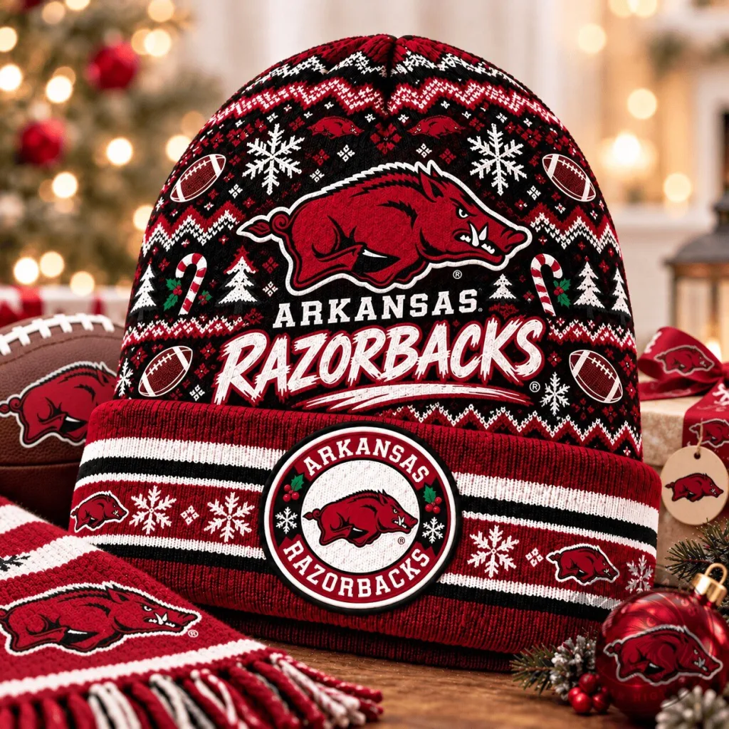 Arkansas Razorbacks Christmas Ugly Sweater Pattern Beanie Hat Arkansas Razorbacks Christmas Ugly Sweater Pattern Beanie Hat