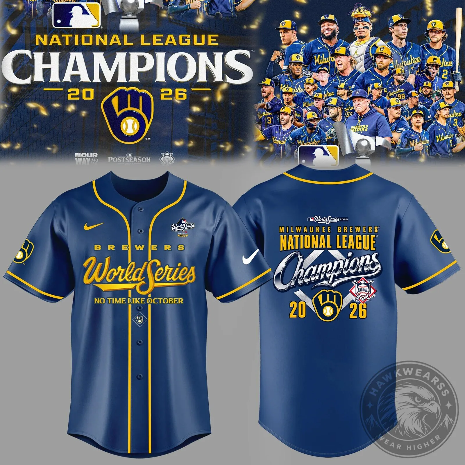 2026 World Series Baseball Jersey of Milwaukee Brewers, National League Champions