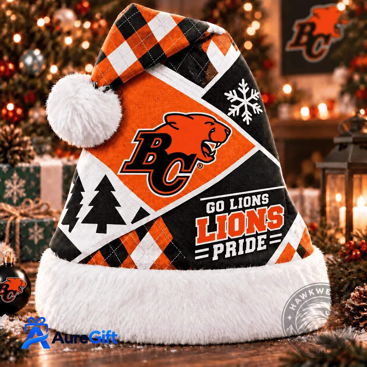 British Columbia Lions Canadian Football League Christmas Santa Hat 1 British Columbia Lions Canadian Football League Christmas Santa Hat