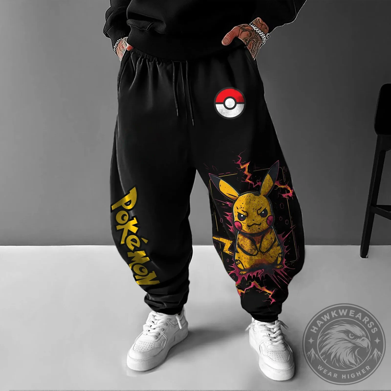 Pokemon Pikachu Pokeball Anime Streetwear Jogger Pants for Men and Women