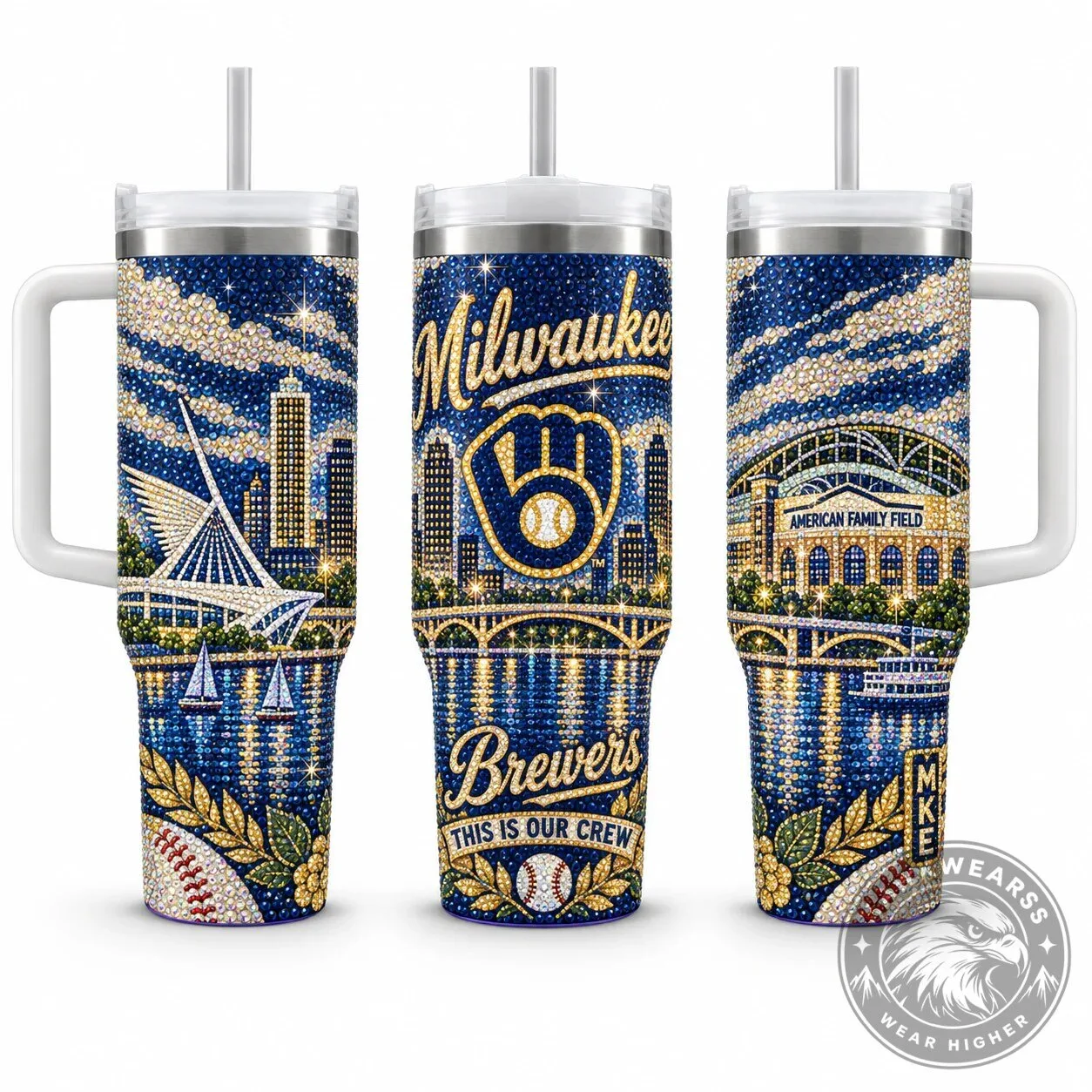 Milwaukee Brewers Baseball City Edition Diamond Pattern Insulated Tumbler 2 Milwaukee Brewers Baseball City Edition Diamond Pattern Insulated Tumbler