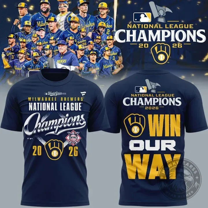 2026 National League Champions T-Shirt for Milwaukee Brewers Baseball Supporters 2 2026 National League Champions T-Shirt for Milwaukee Brewers Baseball Supporters