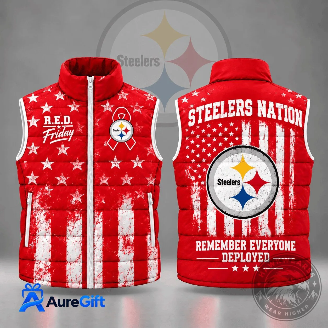 Pittsburgh Steelers Remember Everyone Deployed R.E.D. Friday Stars and Stripes Vest 2 Pittsburgh Steelers Remember Everyone Deployed R.E.D. Friday Stars and Stripes Vest