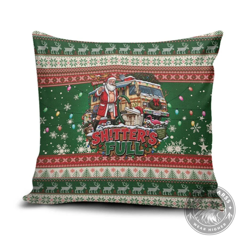 Shitter's Full Christmas Vacation Funny Quote Holiday Green Pillow Cover