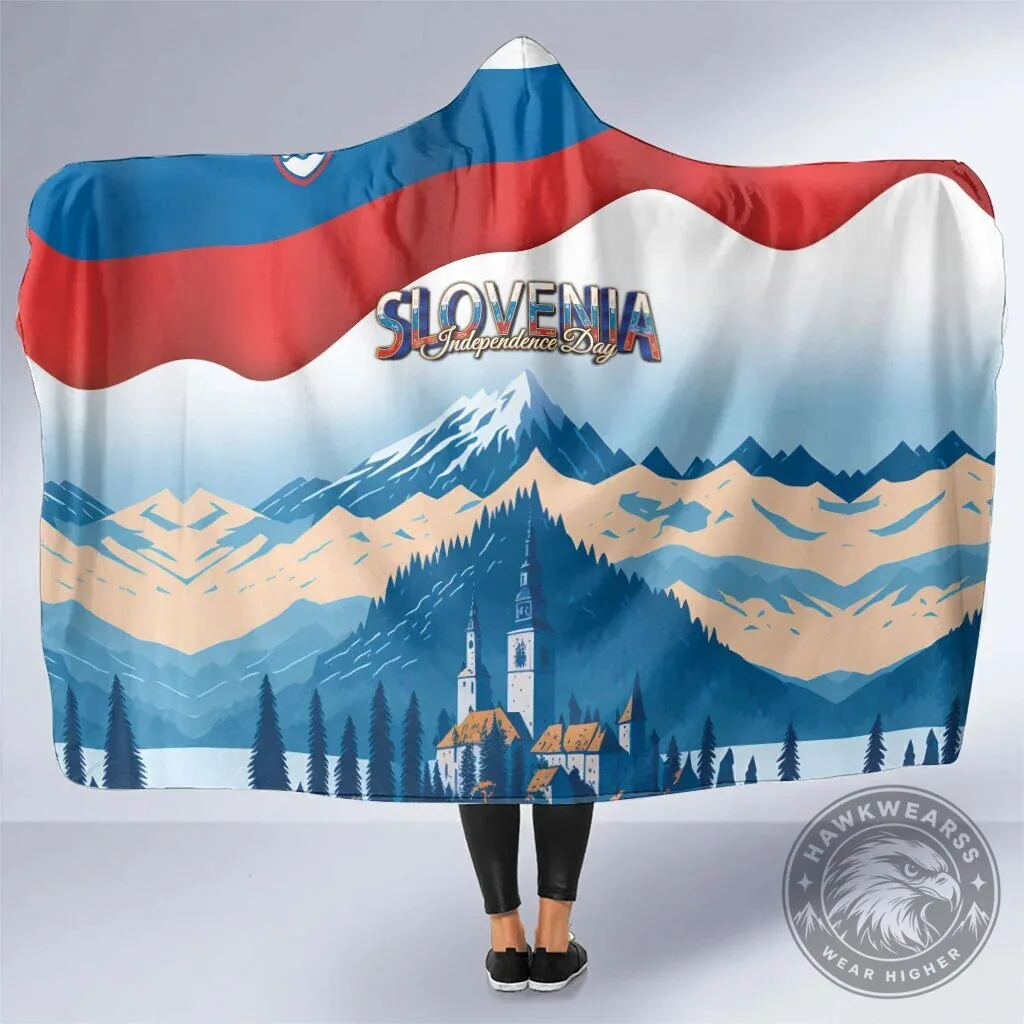 Slovenia Independence Day Lake Bled Julian Alps Landscape Hooded Blanket