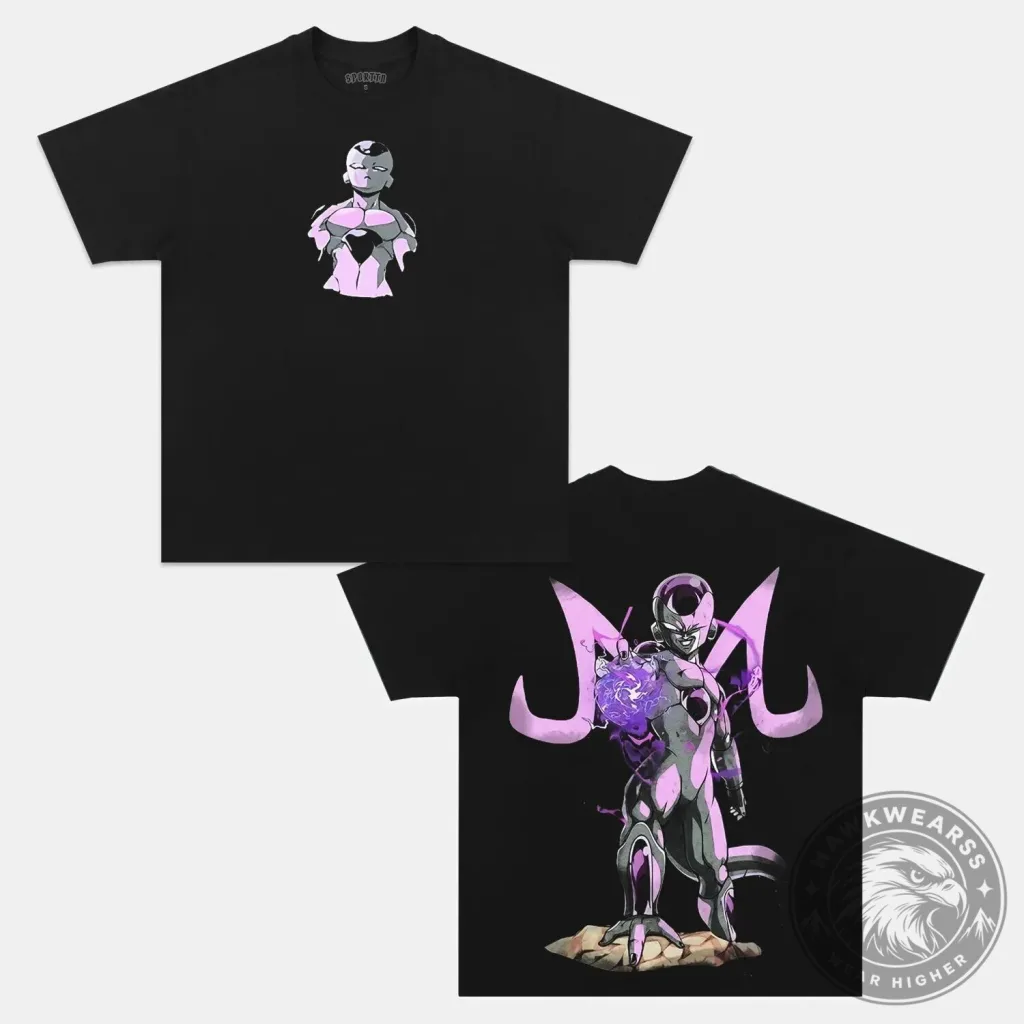 Dragon Ball Z Frieza Anime Character Graphic Print Black T-Shirt