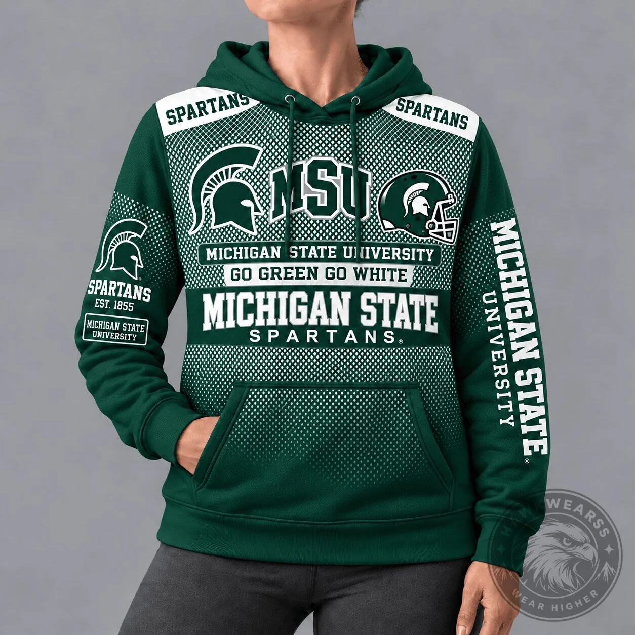Michigan State University Spartans Football Team Green Hoodie