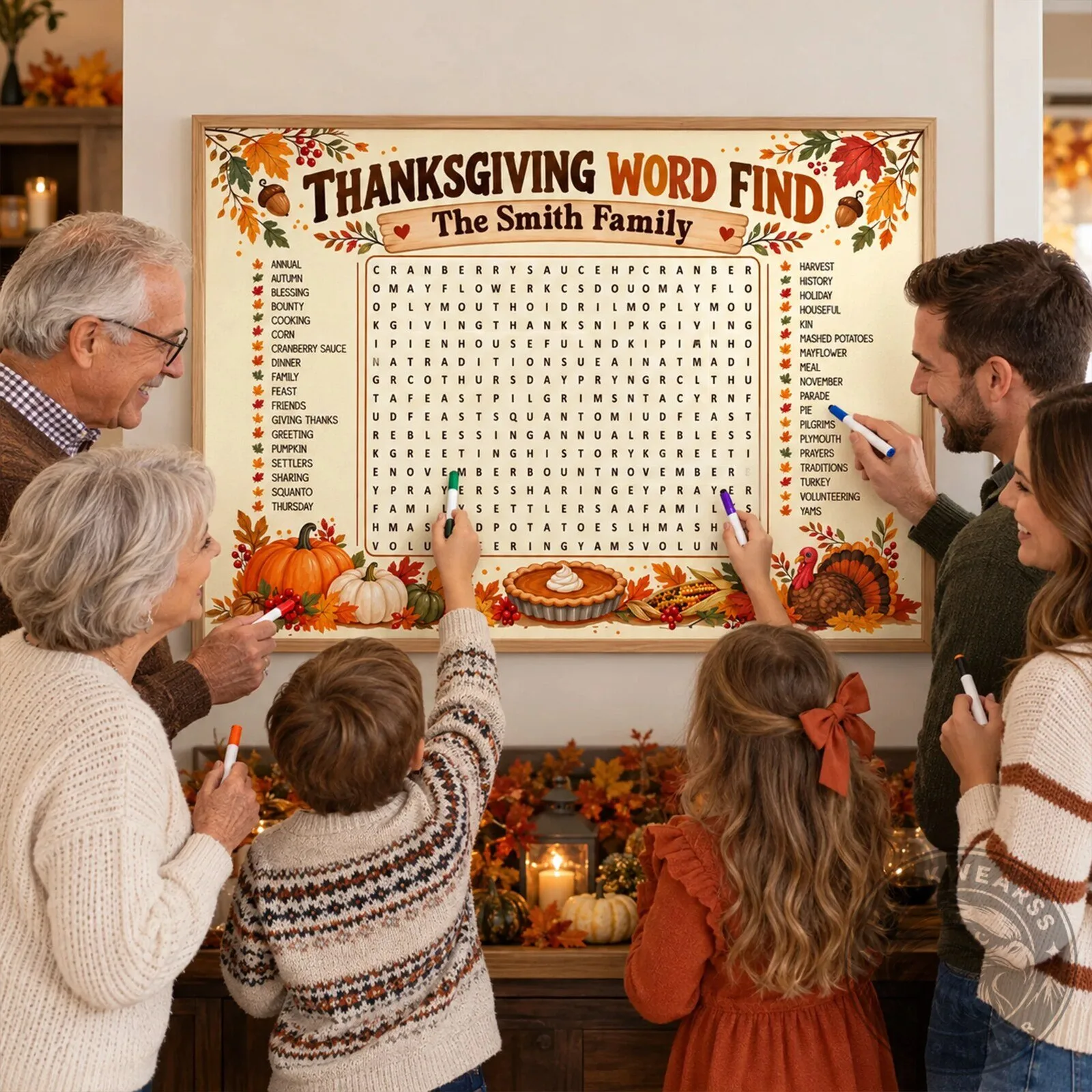 Personalized Thanksgiving Word Find Game Poster for Family Gatherings 11 Personalized Thanksgiving Word Find Game Poster for Family Gatherings