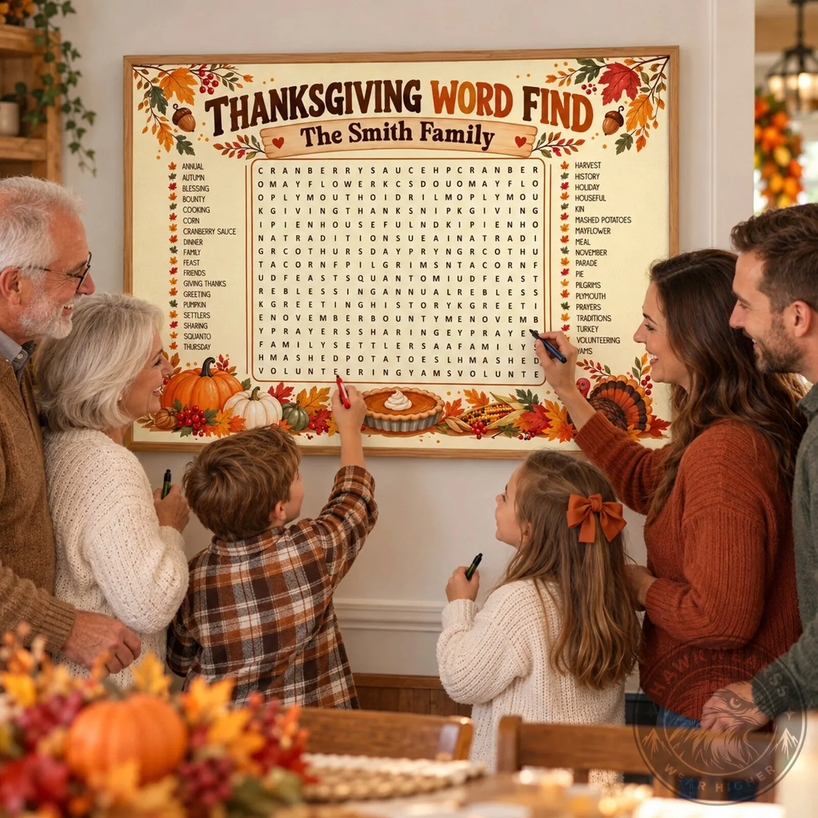 Personalized Thanksgiving Word Find Game Poster for Family Gatherings 13 Personalized Thanksgiving Word Find Game Poster for Family Gatherings
