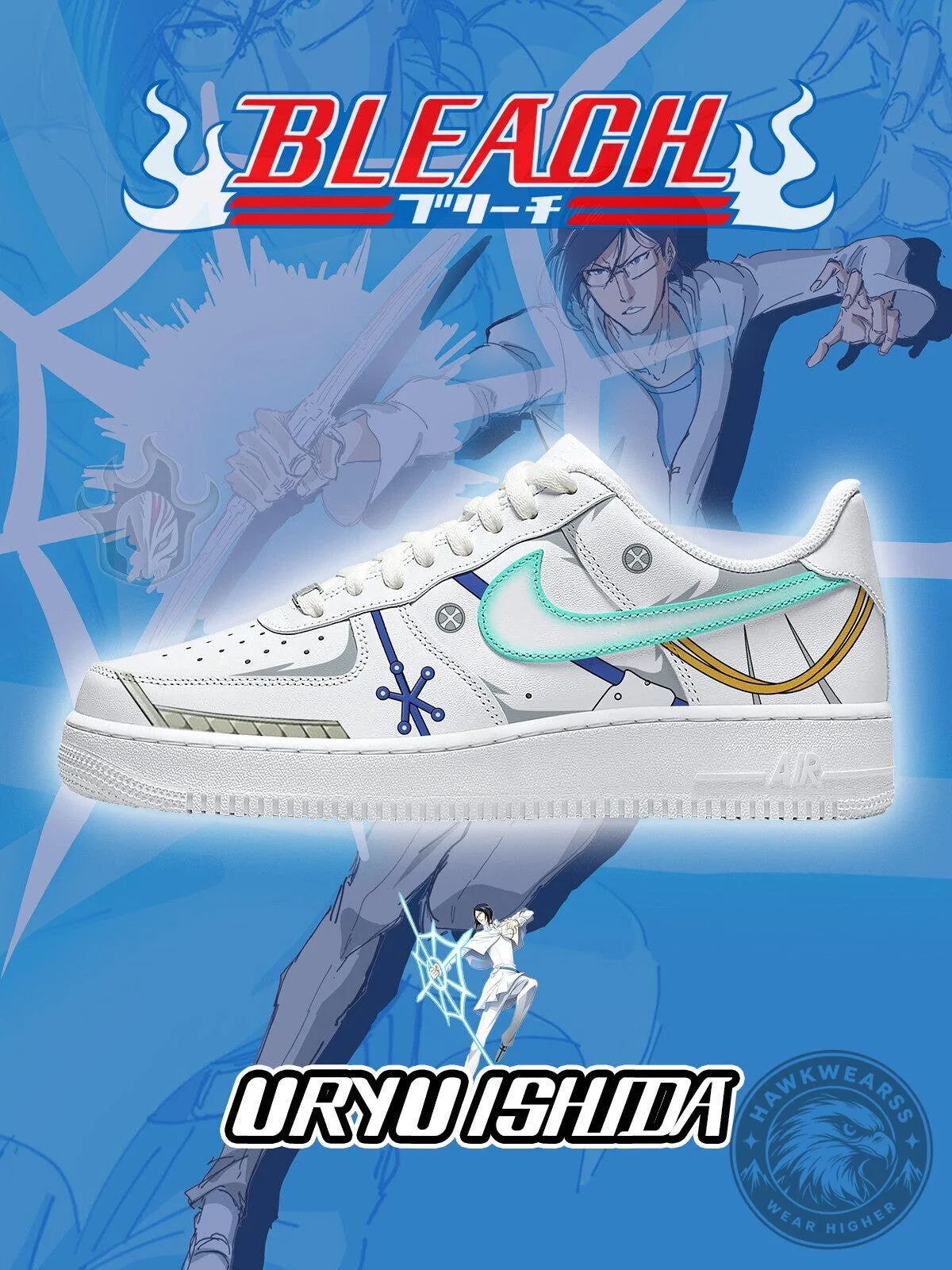 Bleach Uryu Ishida Anime Character White Custom Sneakers