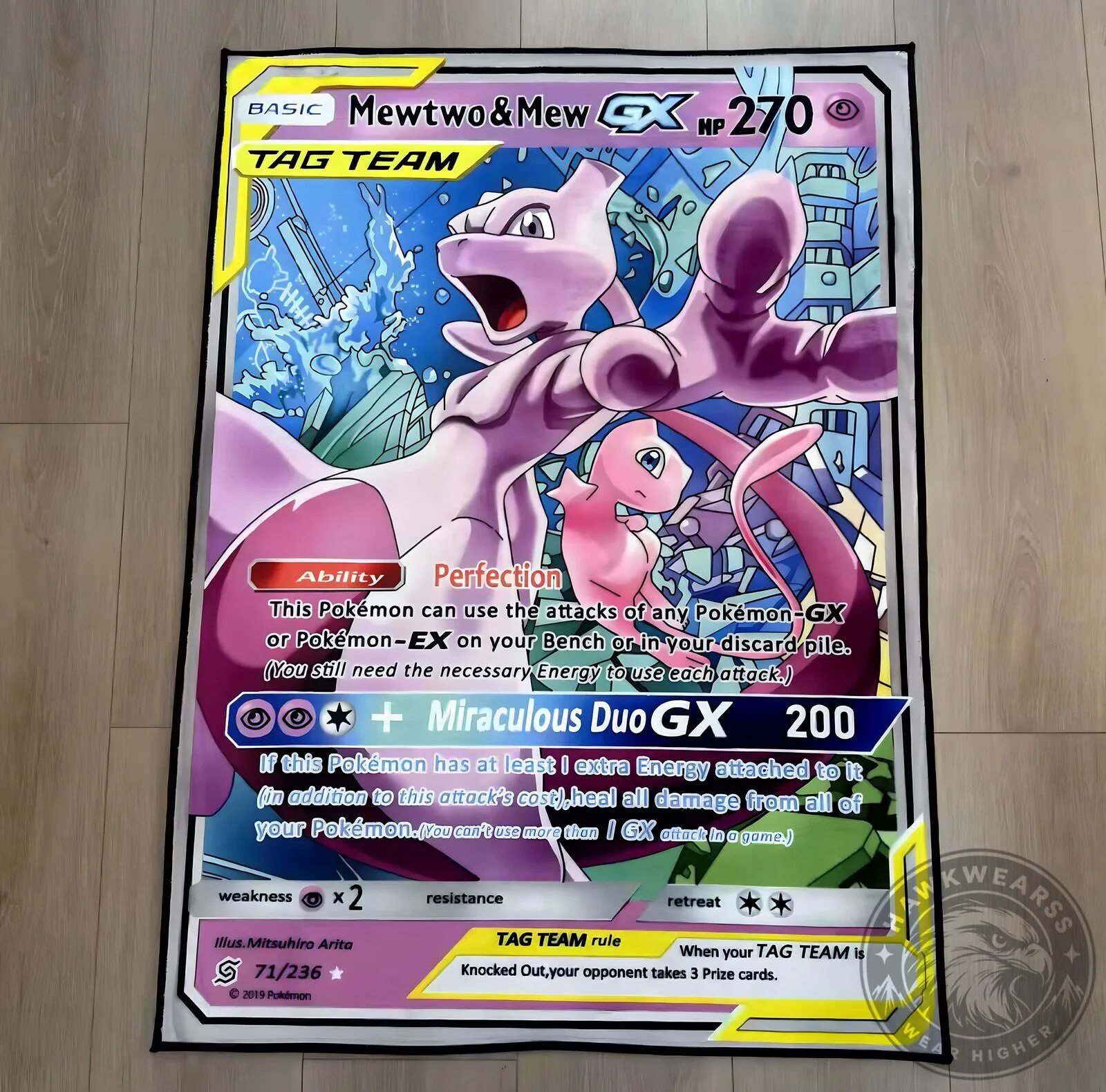 Mewtwo and Mew GX Tag Team Pokémon Trading Card Game Blanket