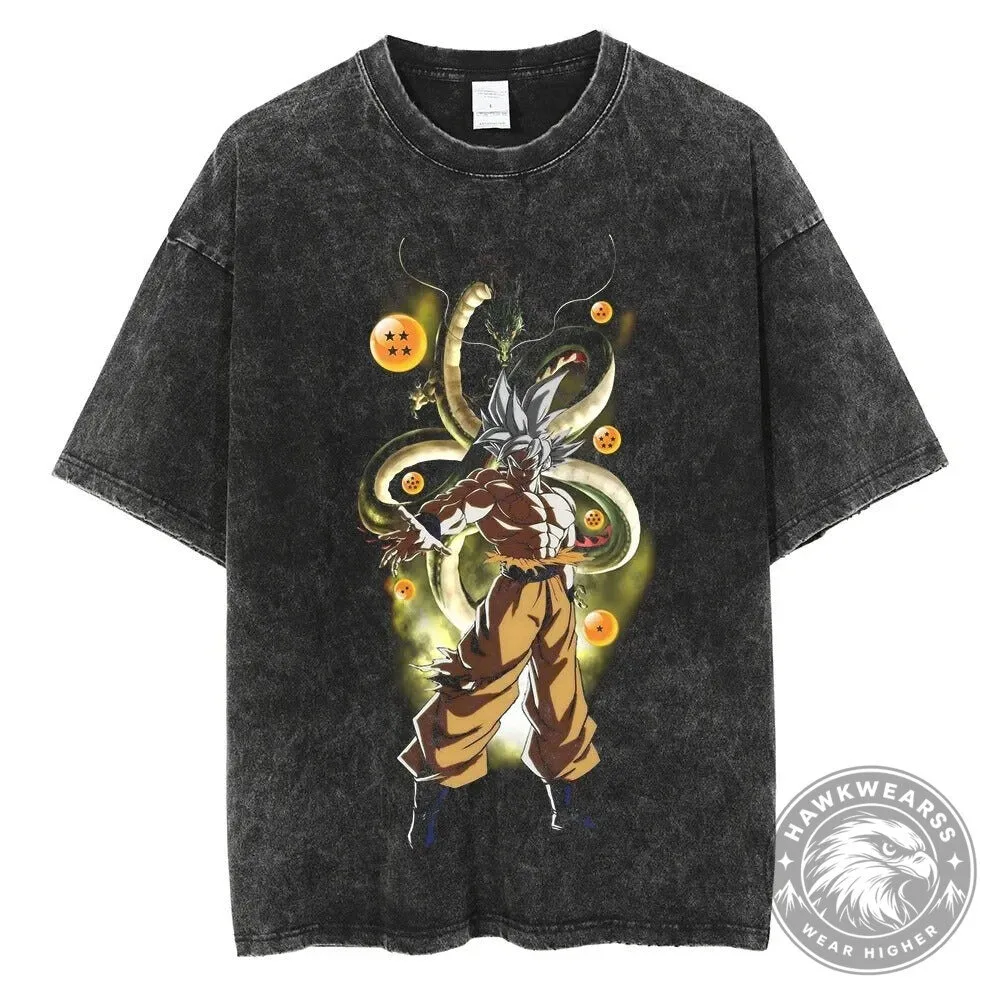 Dragon Ball Z Goku Ultra Instinct Shenron Vintage Washed T-Shirt