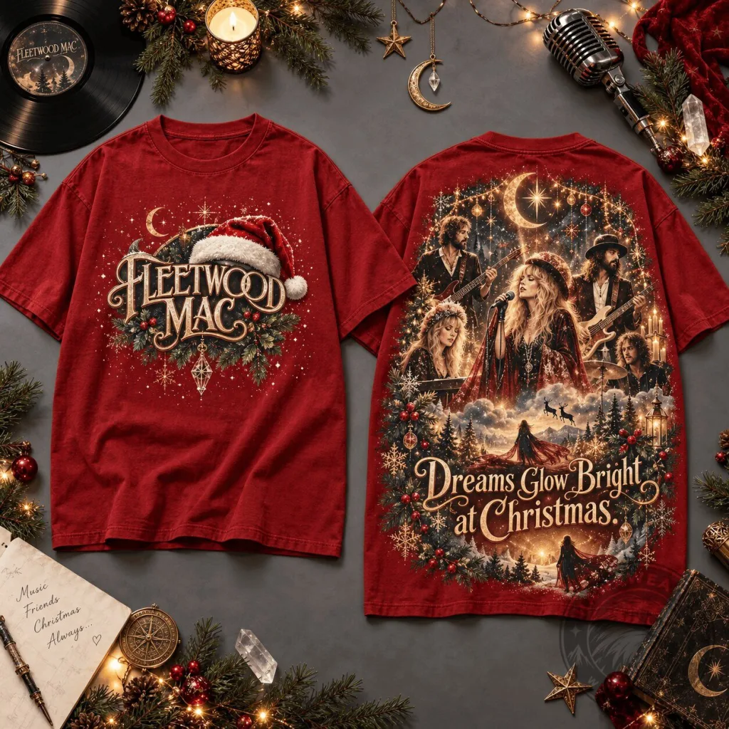 Fleetwood Mac Dreams Glow Bright at Christmas Red T-Shirt Fleetwood Mac Dreams Glow Bright at Christmas Red T-Shirt