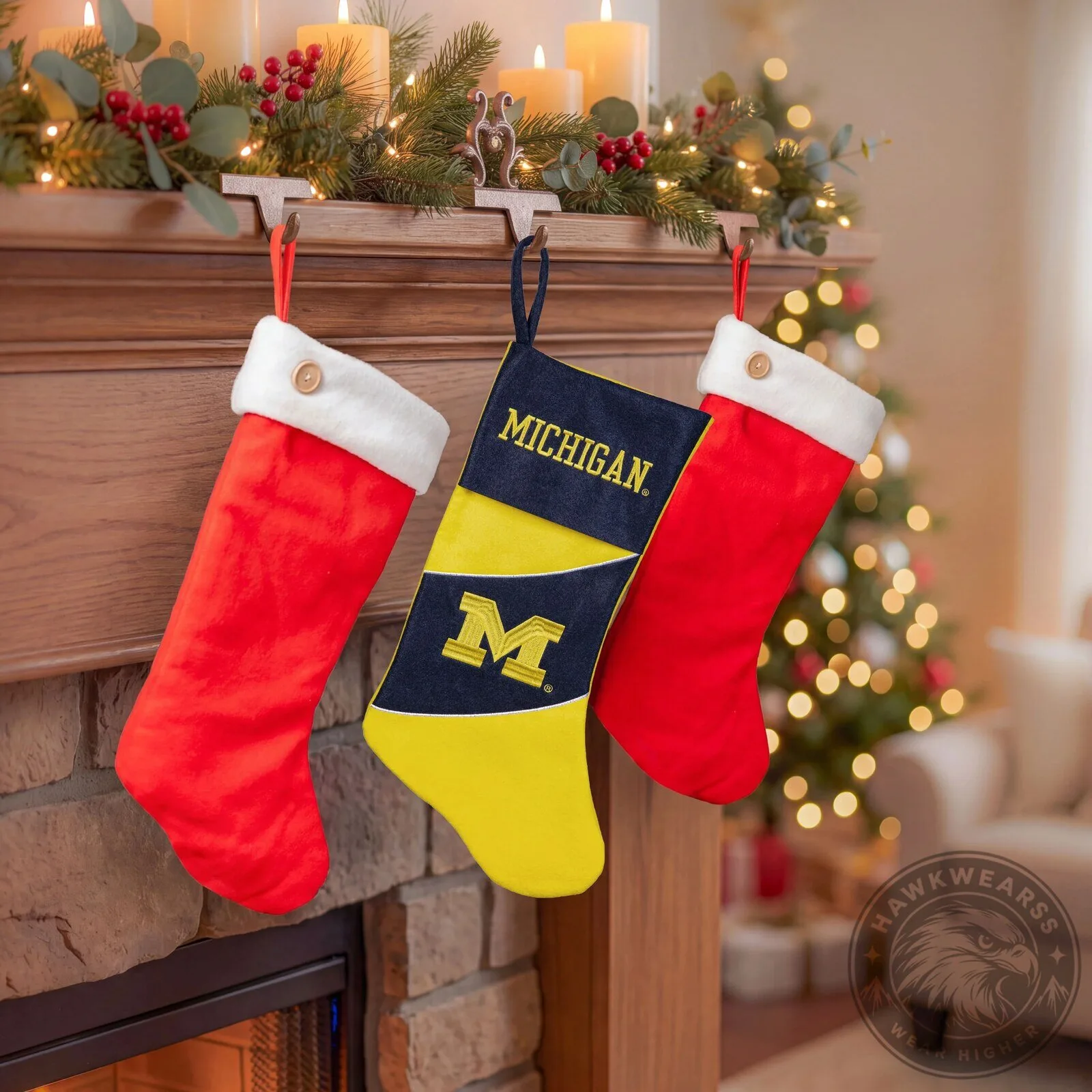 Michigan Wolverines College Football Team Logo Christmas Stocking 7 Michigan Wolverines College Football Team Logo Christmas Stocking