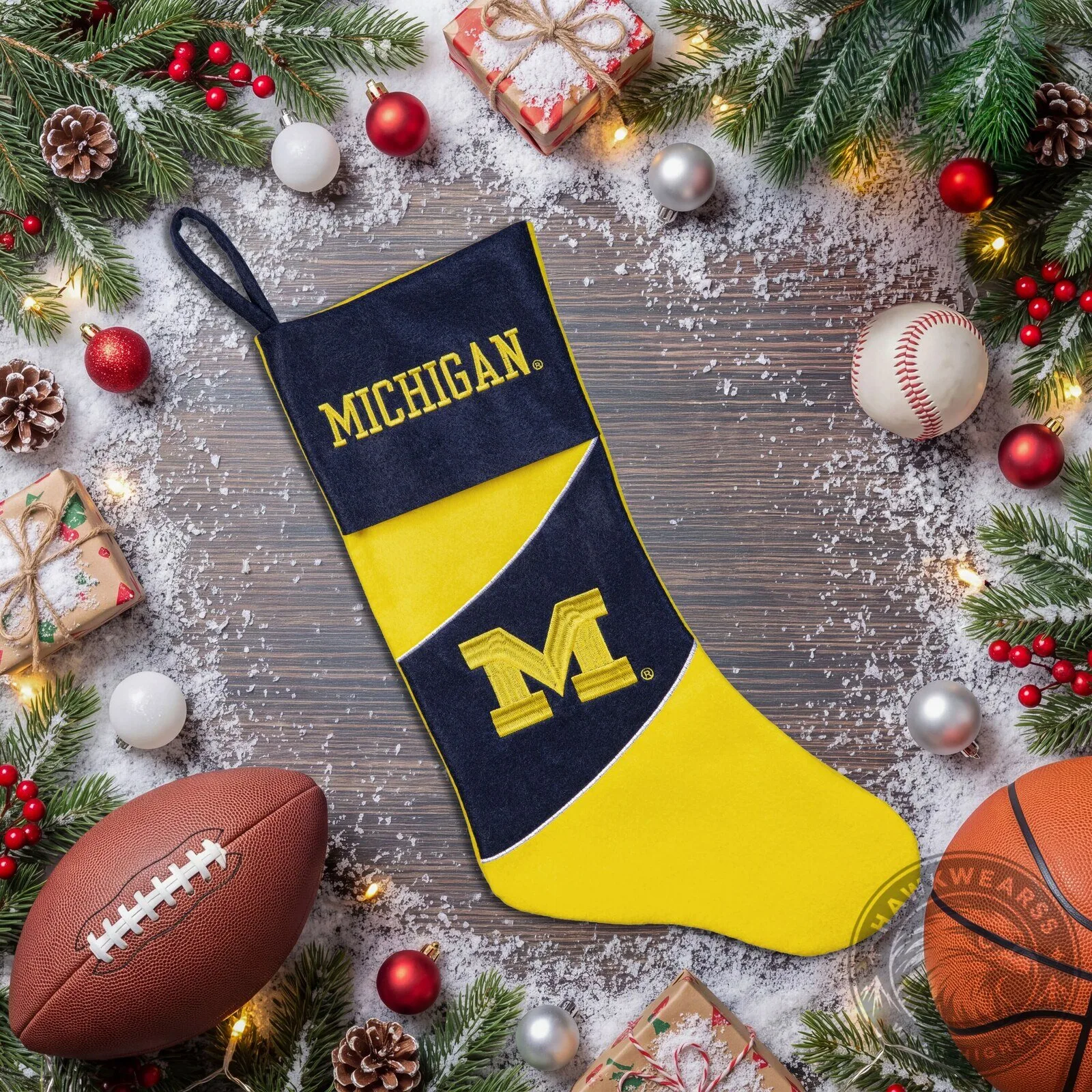 Michigan Wolverines College Football Team Logo Christmas Stocking 8 Michigan Wolverines College Football Team Logo Christmas Stocking