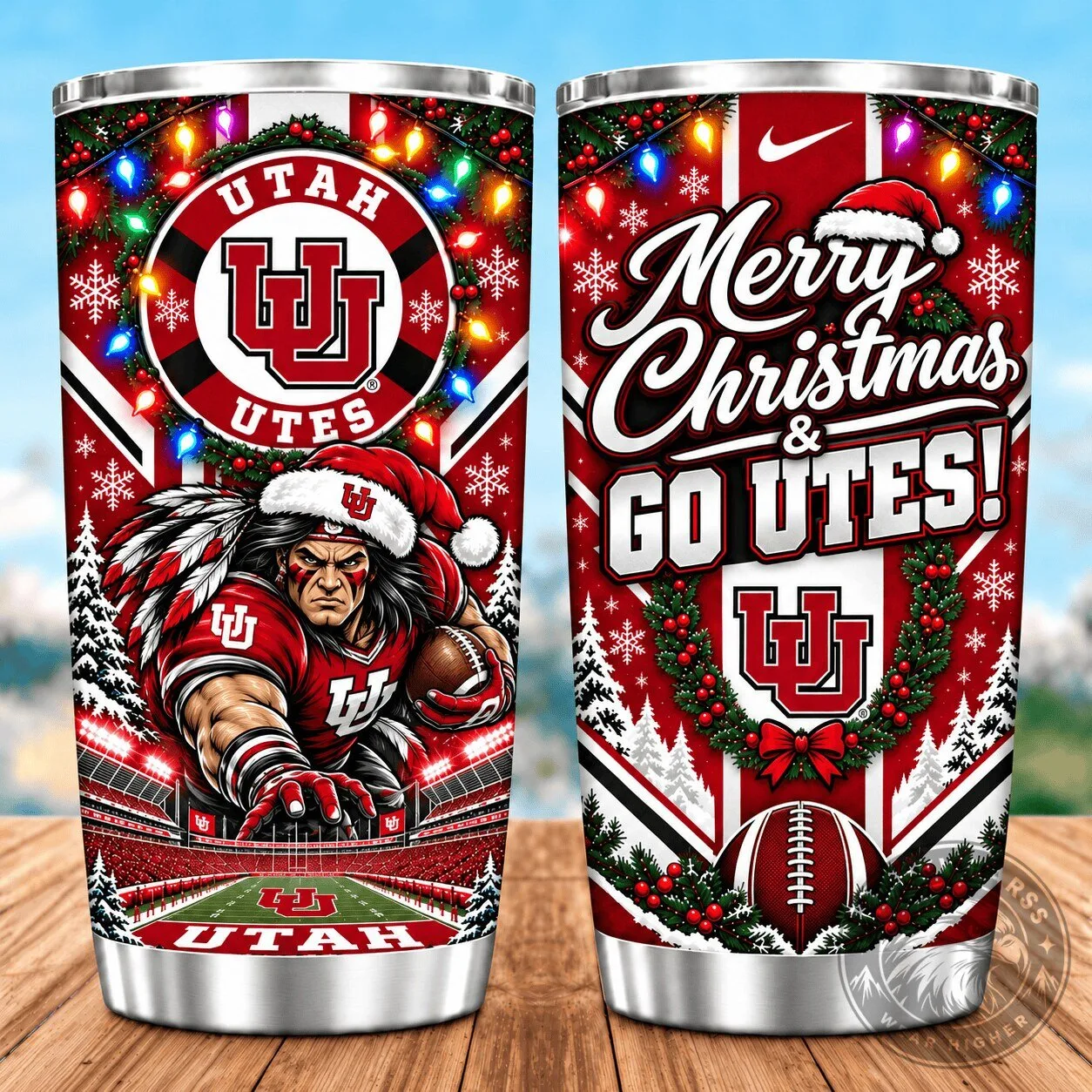 Utah Utes Christmas Spirit Football Fan Stainless Steel Tumbler