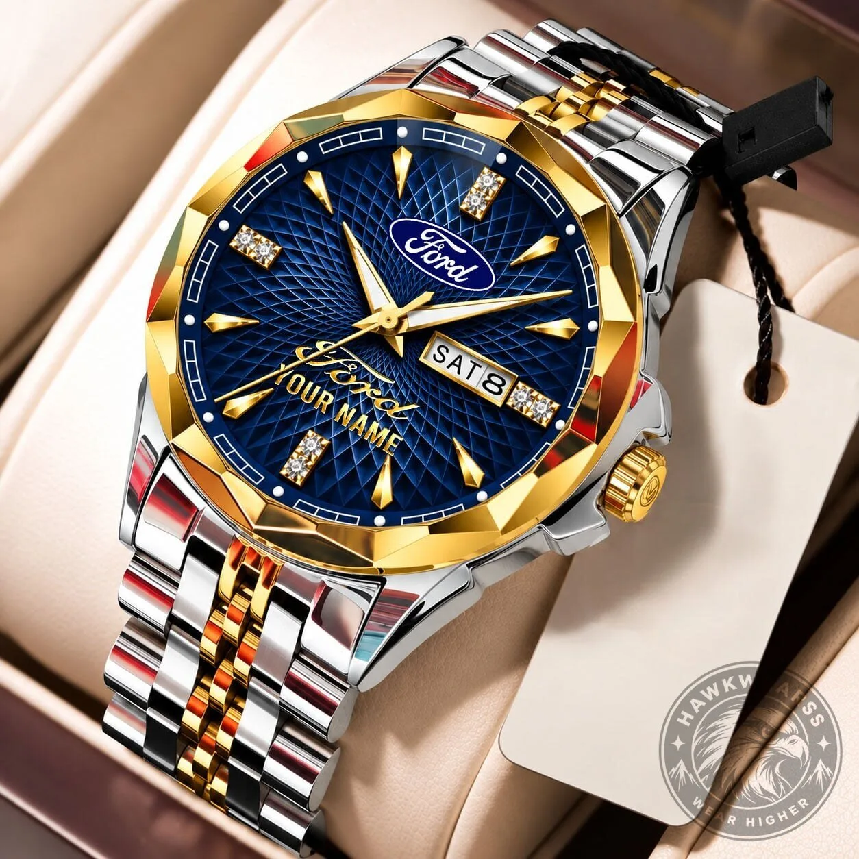 Ford Motor Company Custom Name Elegant Design Two-Tone Stainless Steel Watch