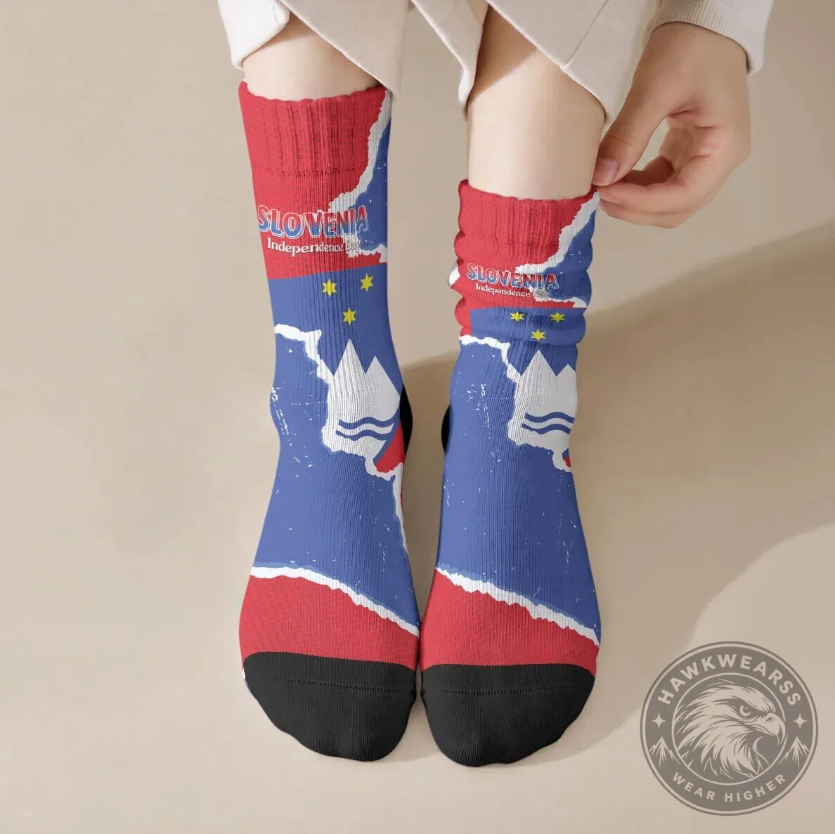Slovenia Independence Day Grunge Style Crew Socks