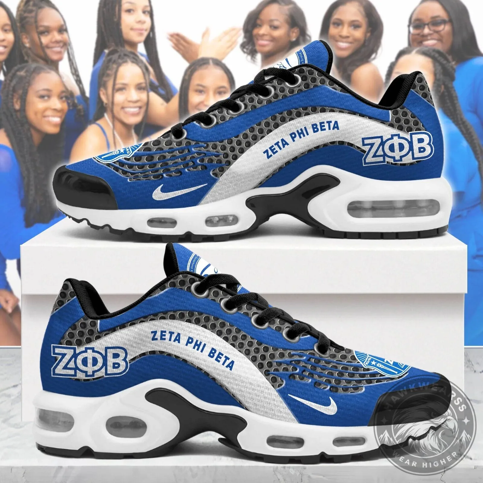 Zeta Phi Beta Sorority Blue and White Athletic Shoes for Women
