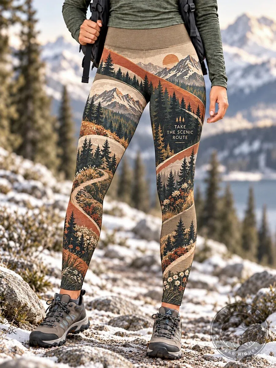 Scenic Route Wilderness Trail Mountain Landscape Women's Leggings