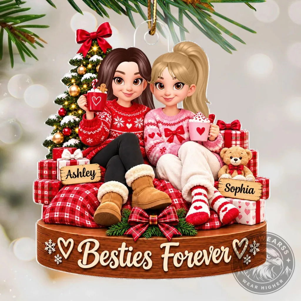 Besties Forever Custom Names Christmas Girls Personalized Acrylic Ornament Besties Forever Custom Names Christmas Girls Personalized Acrylic Ornament