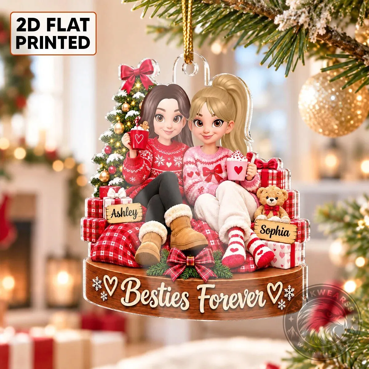 Besties Forever Custom Names Christmas Girls Personalized Acrylic Ornament 12 Besties Forever Custom Names Christmas Girls Personalized Acrylic Ornament