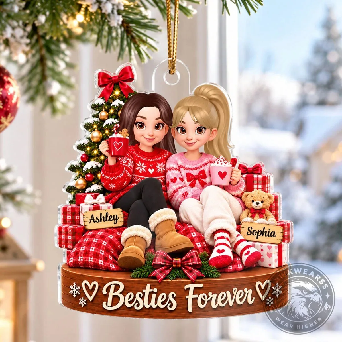 Besties Forever Custom Names Christmas Girls Personalized Acrylic Ornament 16 Besties Forever Custom Names Christmas Girls Personalized Acrylic Ornament