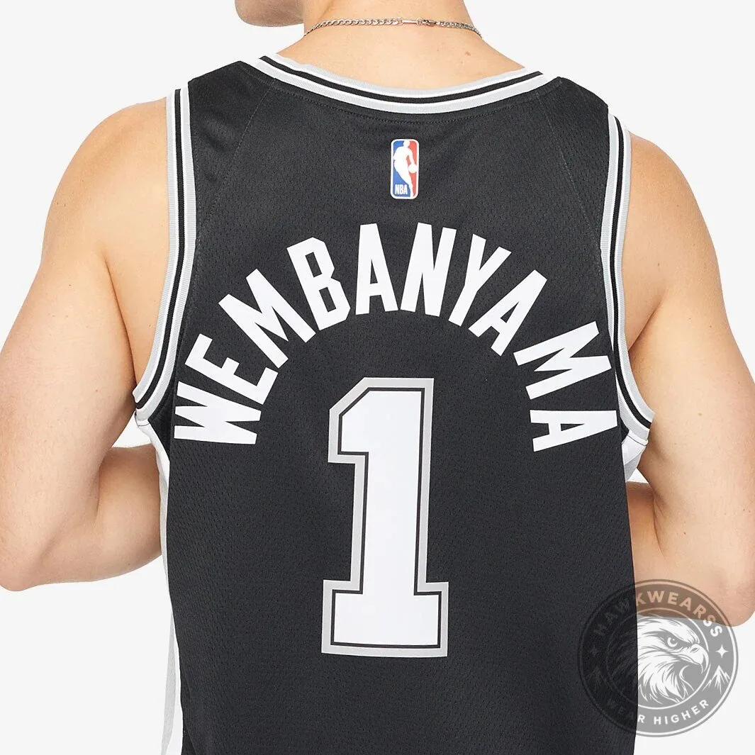 Victor Wembanyama San Antonio Spurs Black Icon Edition Basketball Jersey 12 Victor Wembanyama San Antonio Spurs Black Icon Edition Basketball Jersey
