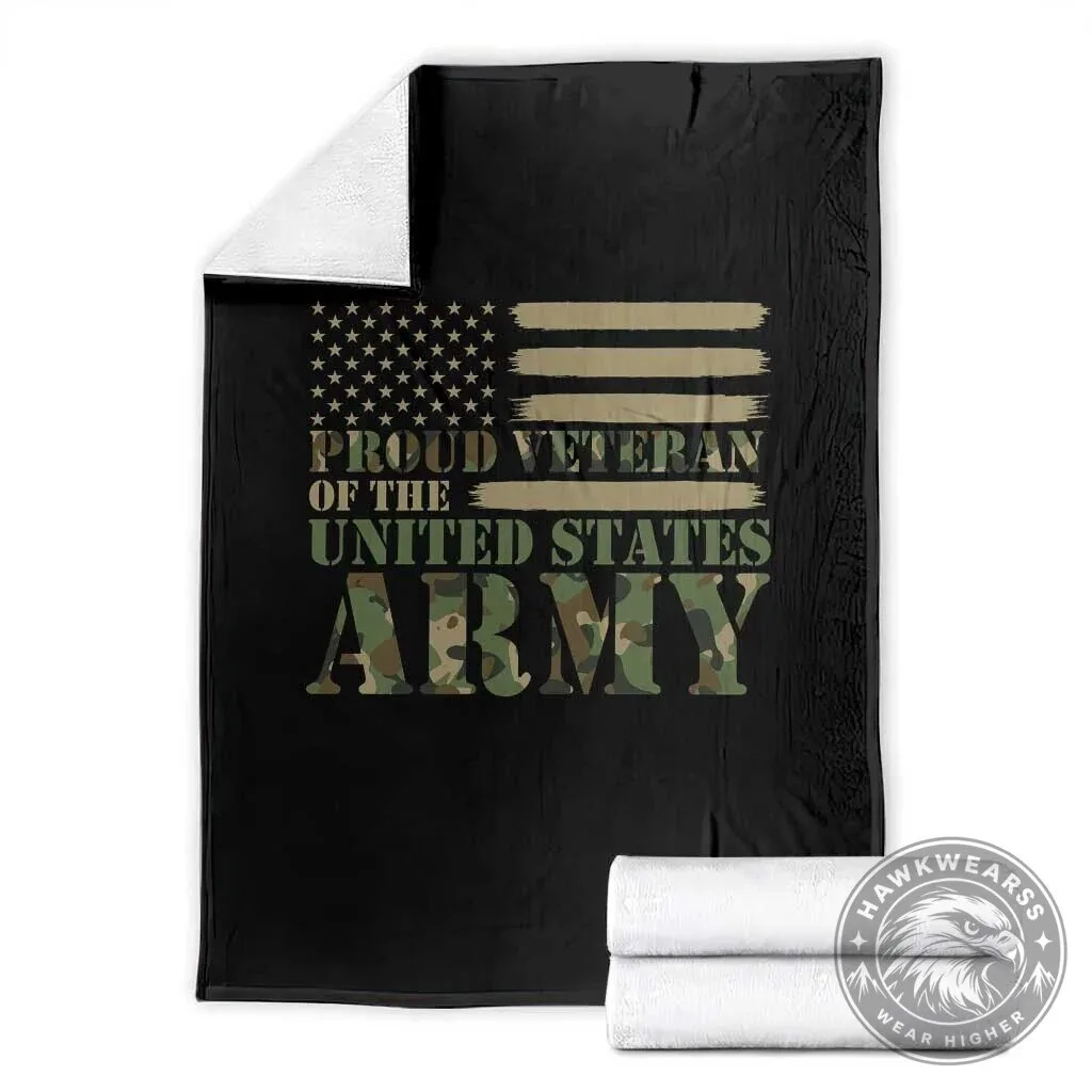 Proud Veteran United States Army Camouflage Flag Fleece Throw Blanket 3 Proud Veteran United States Army Camouflage Flag Fleece Throw Blanket