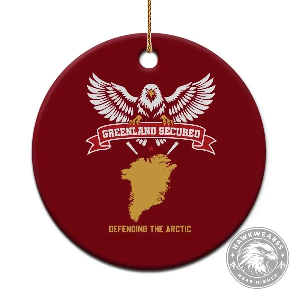 Greenland Secured Defending The Arctic Bald Eagle Ceramic Christmas Ornament