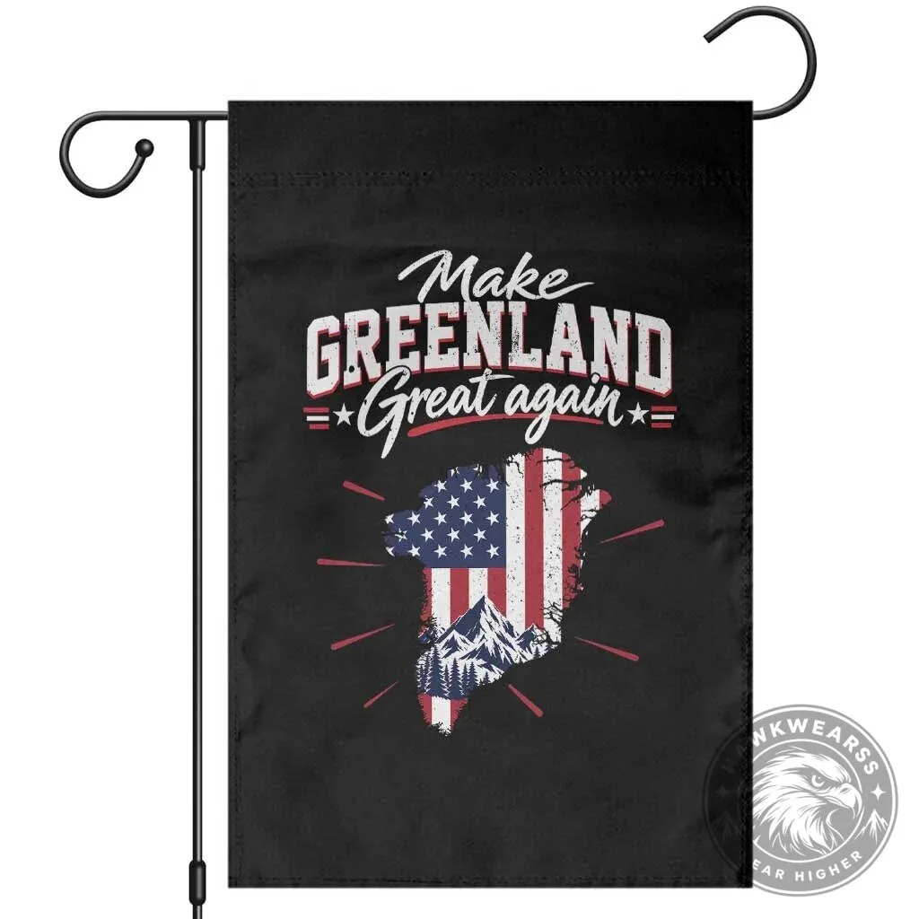 Make Greenland Great Again USA Flag Map Patriotic Mountain Landscape Garden Flag