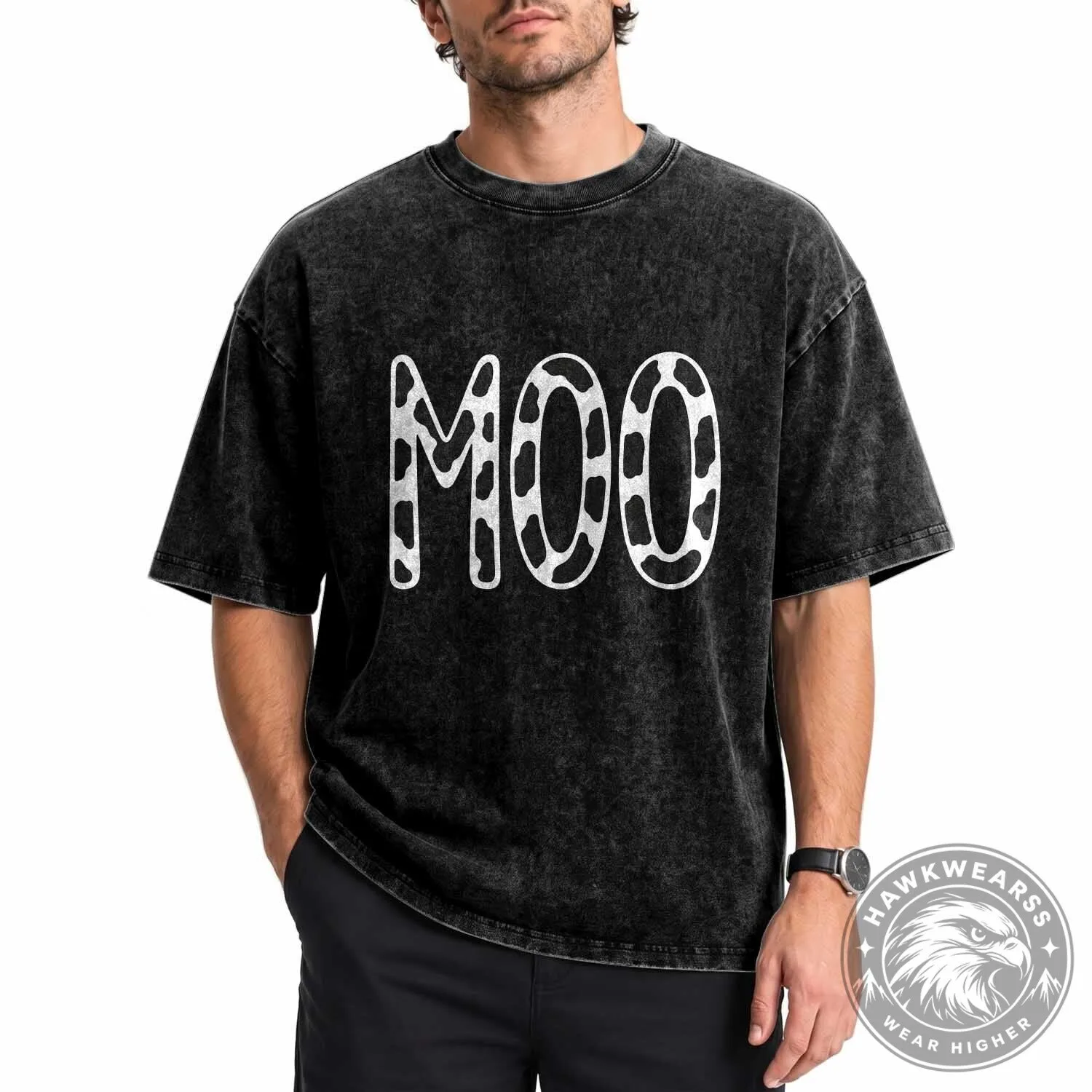 Funny Cow Halloween Costume Shirt for Adults - Moo Print T-Shirt