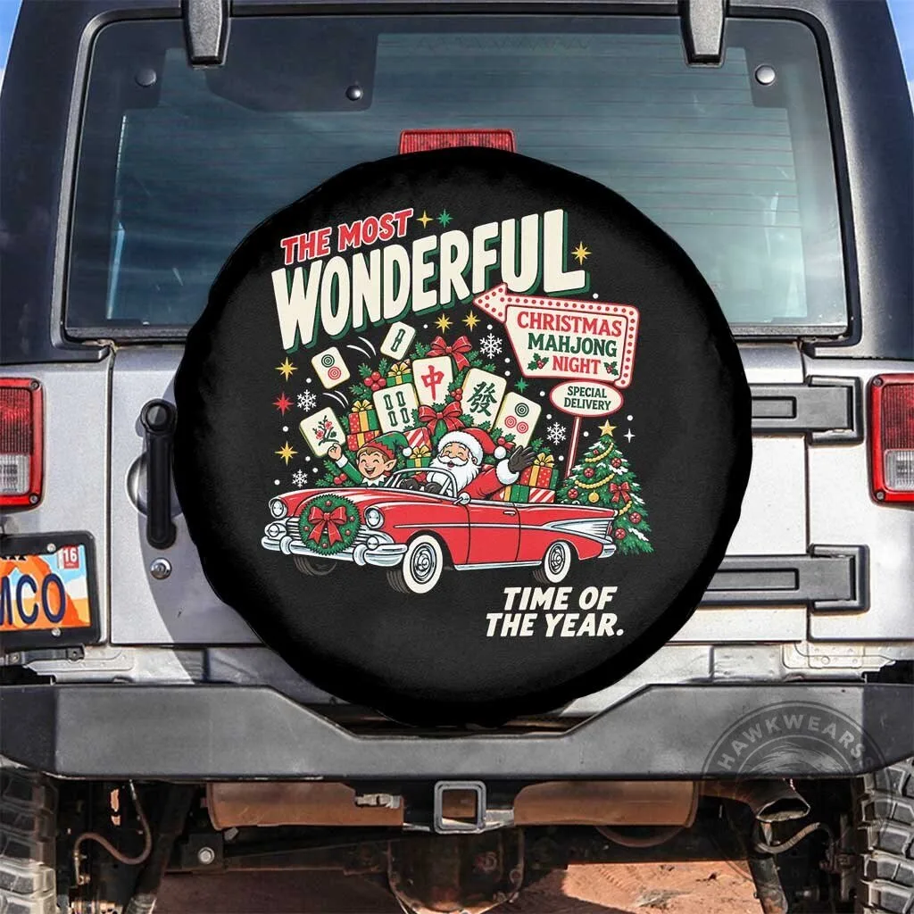 Christmas Mahjong Night The Most Wonderful Time Of The Year Spare Tire Cover