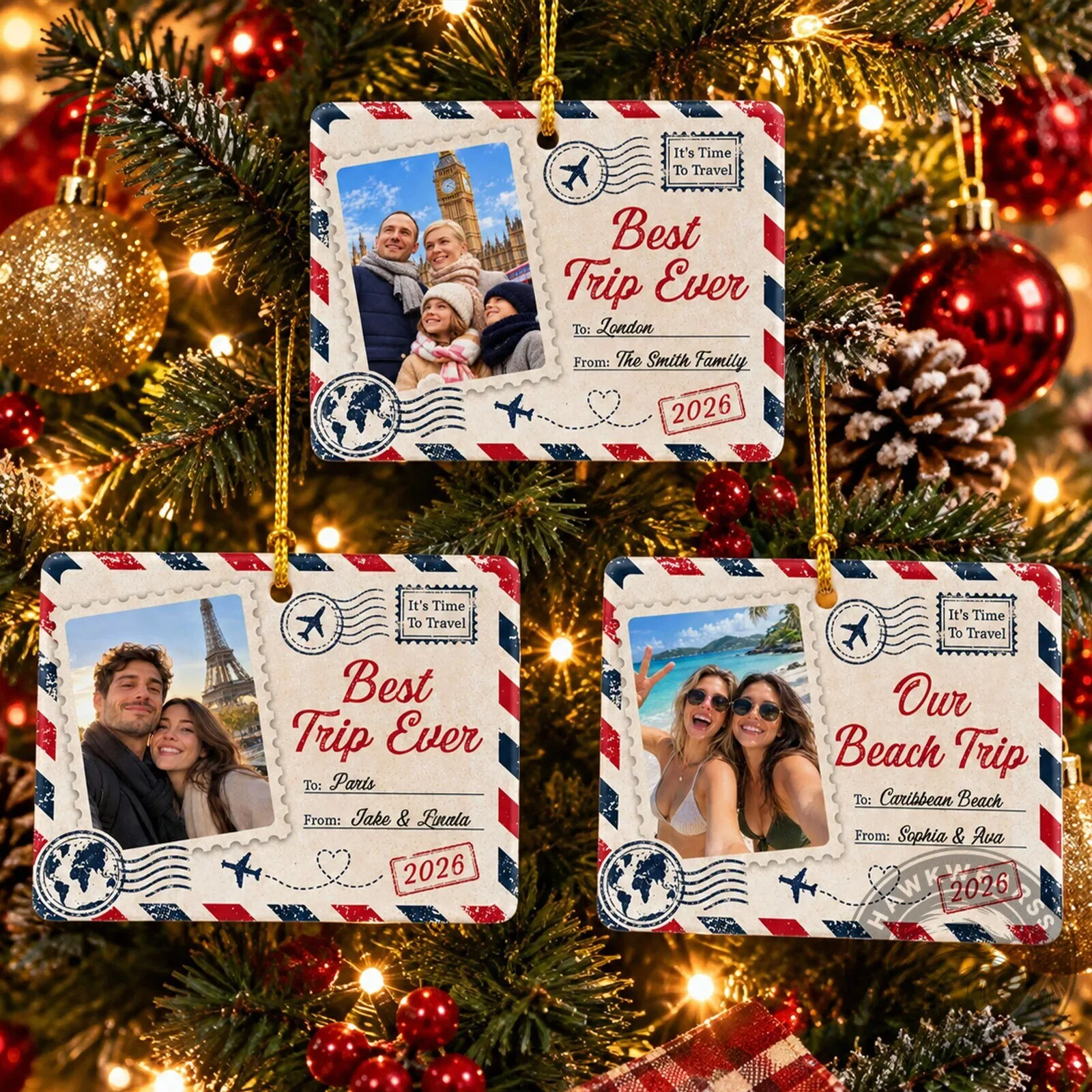 Personalized Best Trip Ever London Family Vacation Photo Christmas Ornament 10 Personalized Best Trip Ever London Family Vacation Photo Christmas Ornament