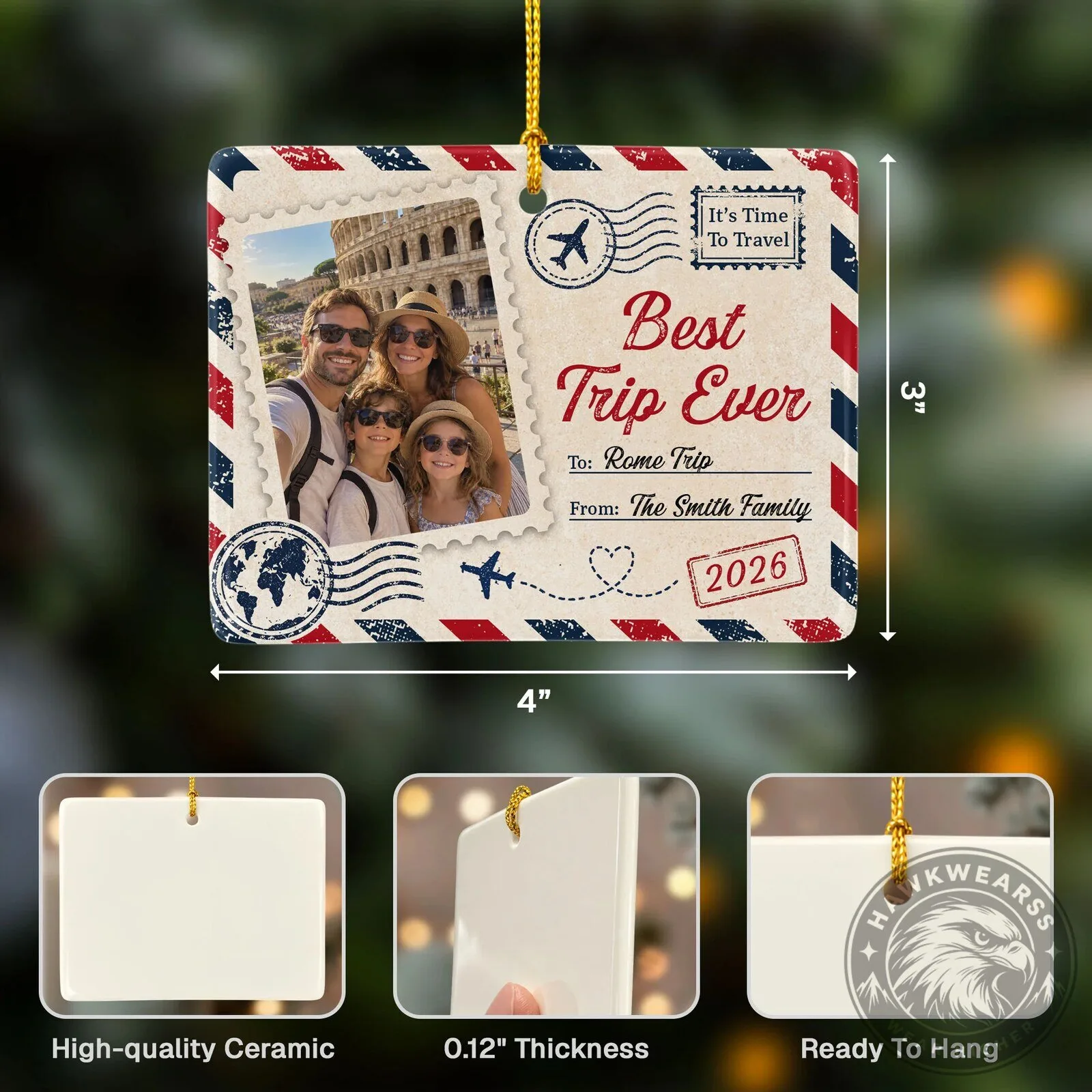 Personalized Best Trip Ever London Family Vacation Photo Christmas Ornament 15 Personalized Best Trip Ever London Family Vacation Photo Christmas Ornament