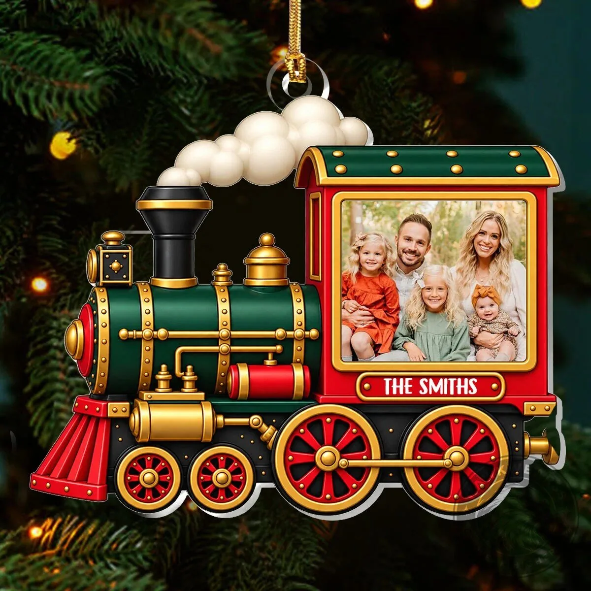 Personalized Family Photo Christmas Train Engine Acrylic Ornament 11 Personalized Family Photo Christmas Train Engine Acrylic Ornament